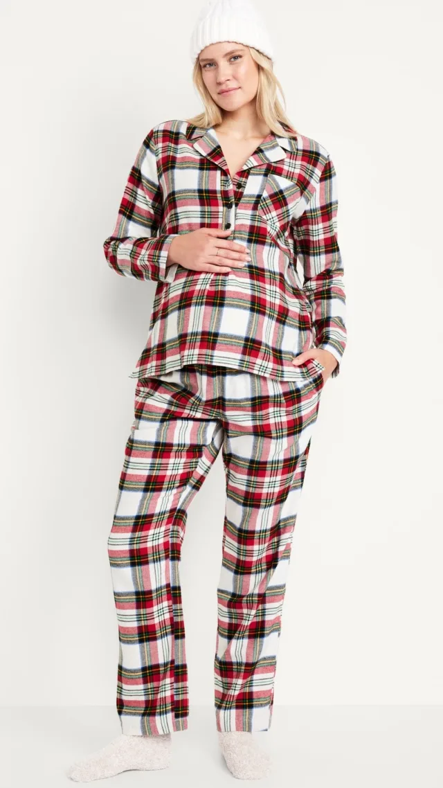 Maternity Matching Flannel Pajama Set