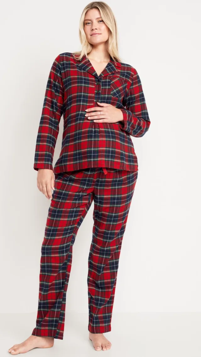 Maternity Matching Flannel Pajama Set