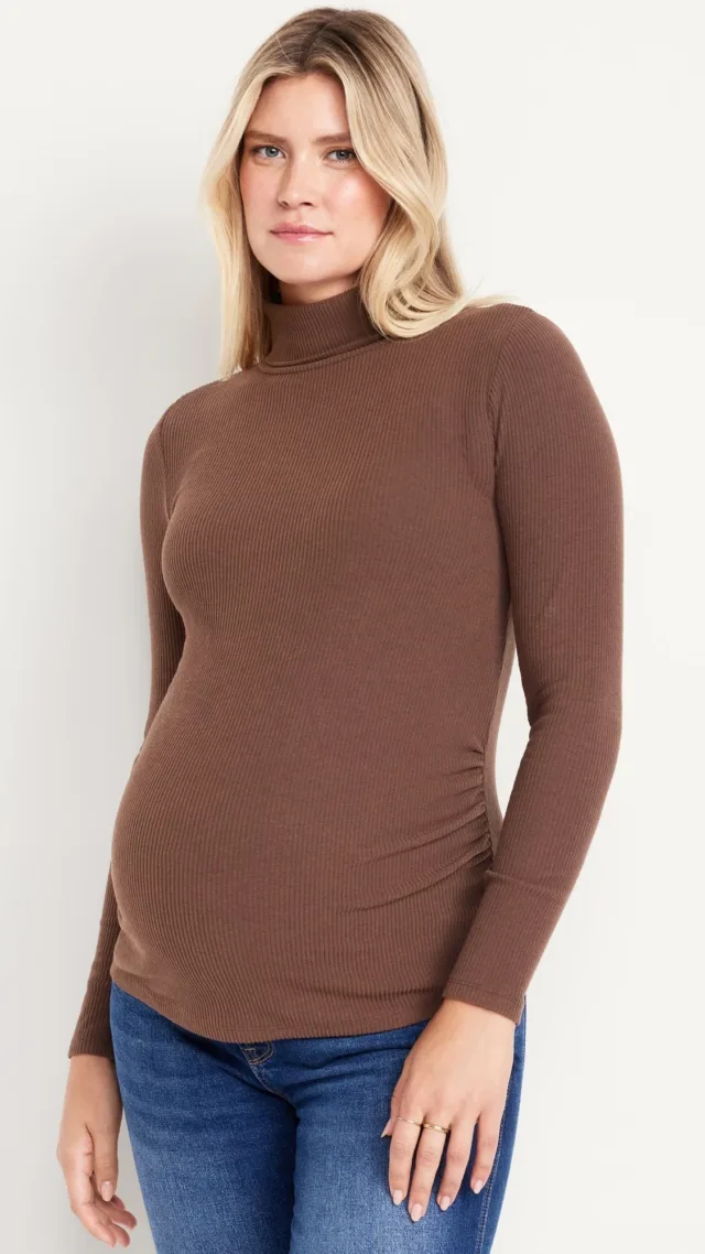 Maternity Ribbed Turtleneck