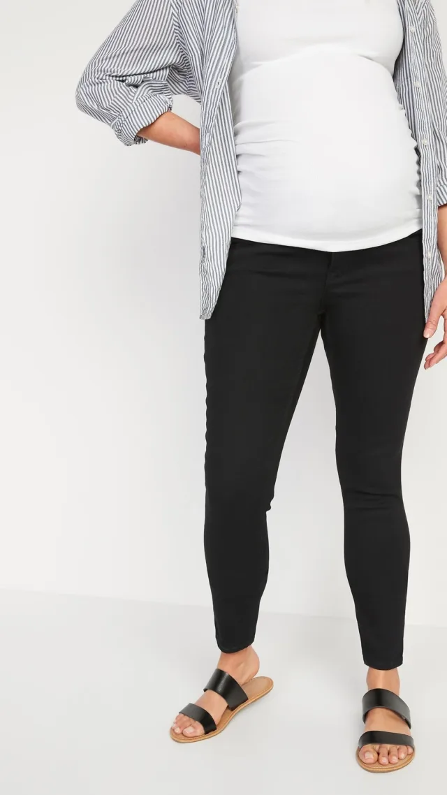 Maternity Rollover-Waist 360° Stretch Super-Skinny Jeans