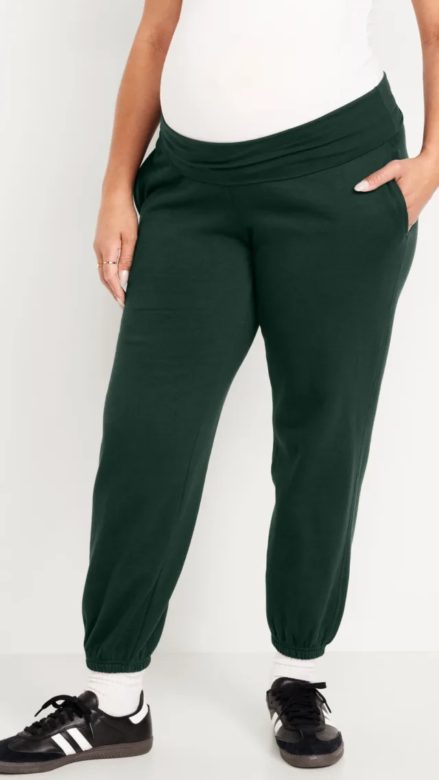 Maternity Rollover-Waist Jogger Sweatpants