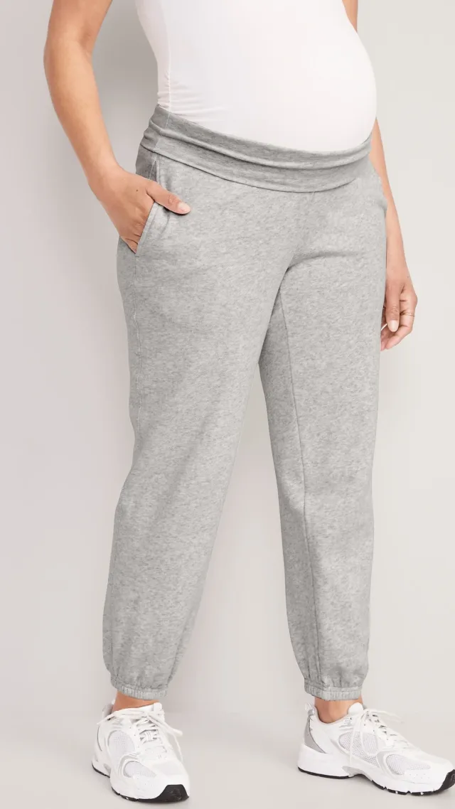 Maternity Rollover-Waist Jogger Sweatpants