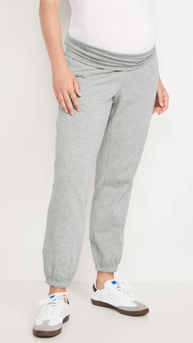 Maternity Rollover-Waist Jogger Sweatpants