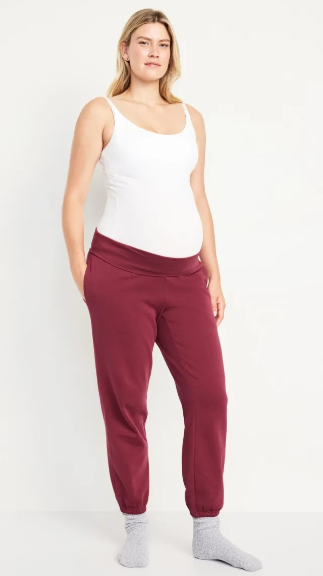 Maternity Rollover-Waist Jogger Sweatpants