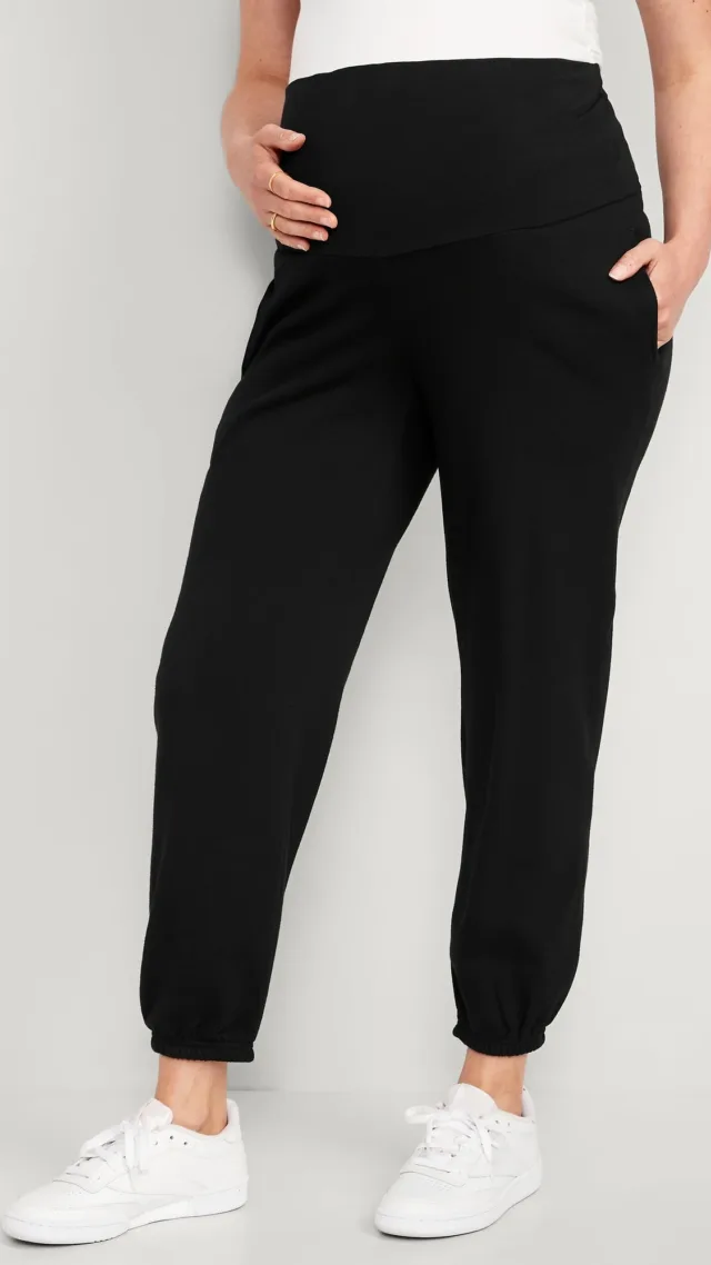 Maternity Rollover-Waist Jogger Sweatpants