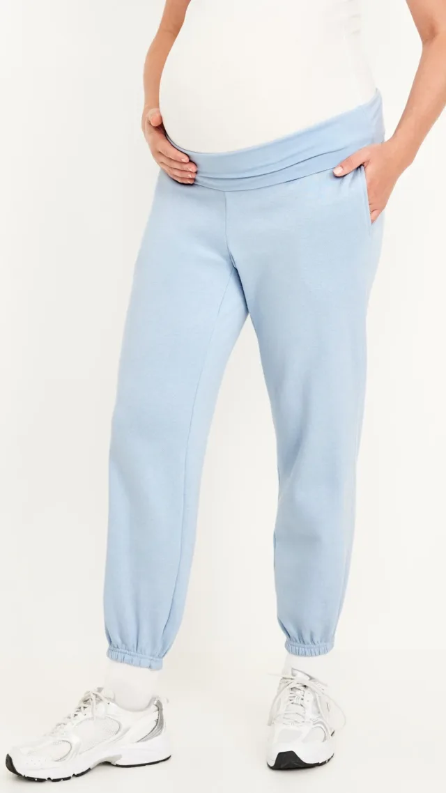 Maternity Rollover-Waist Jogger Sweatpants