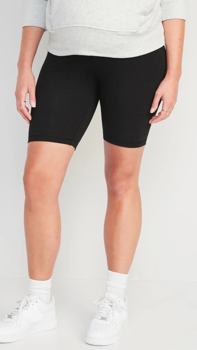 Maternity Rollover-Waist Powerchill Biker Shorts -- 8-Inch Inseam