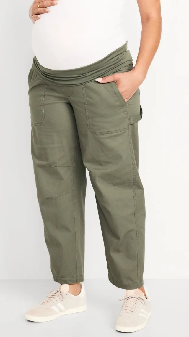 Maternity Rollover Waist Pulla Utility Pants