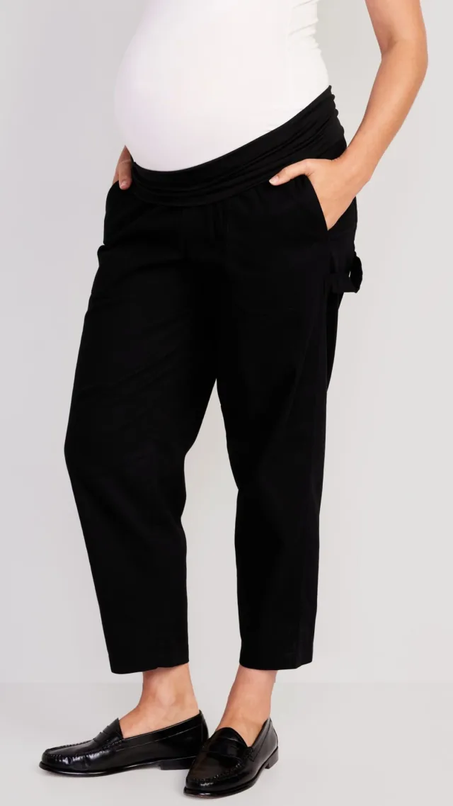 Maternity Rollover-Waist Utility Pants