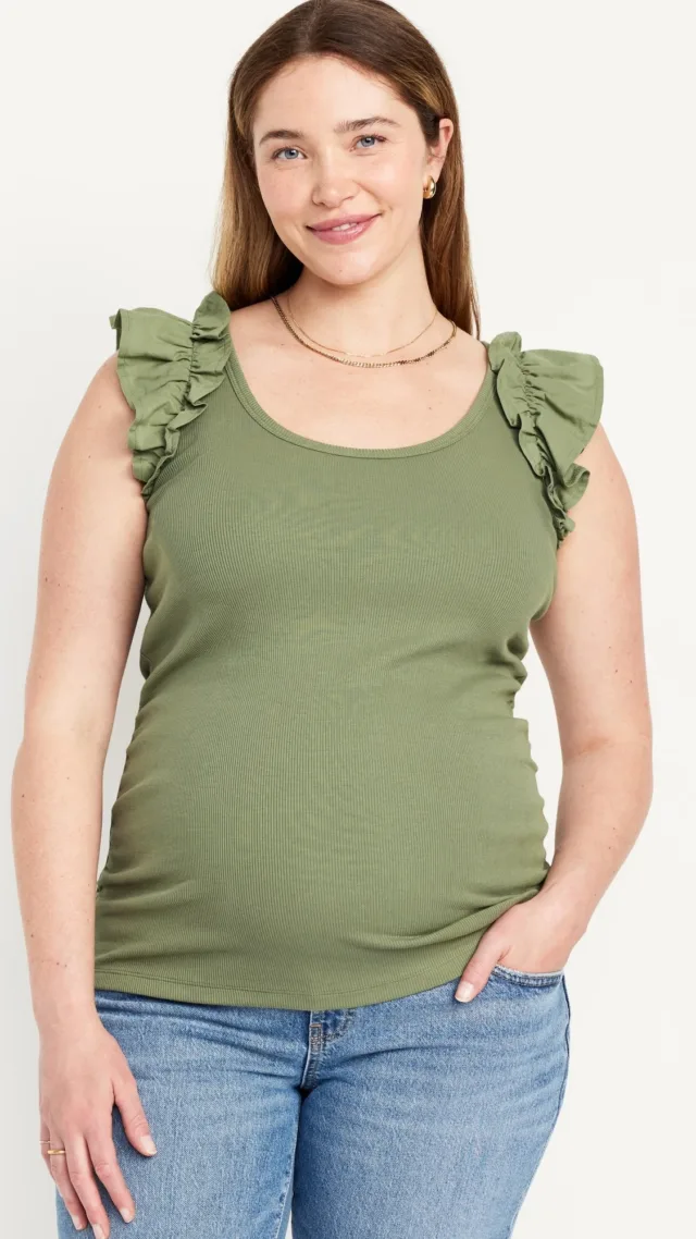 Maternity Ruffle-Trim Combination Top