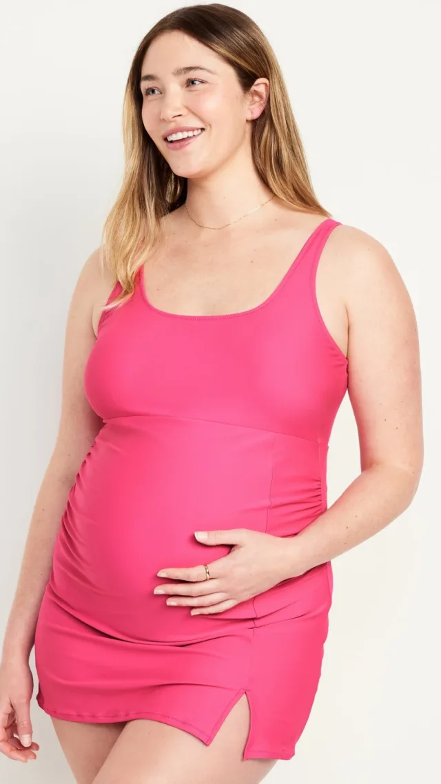 Maternity Scoop Neck Swim Dress