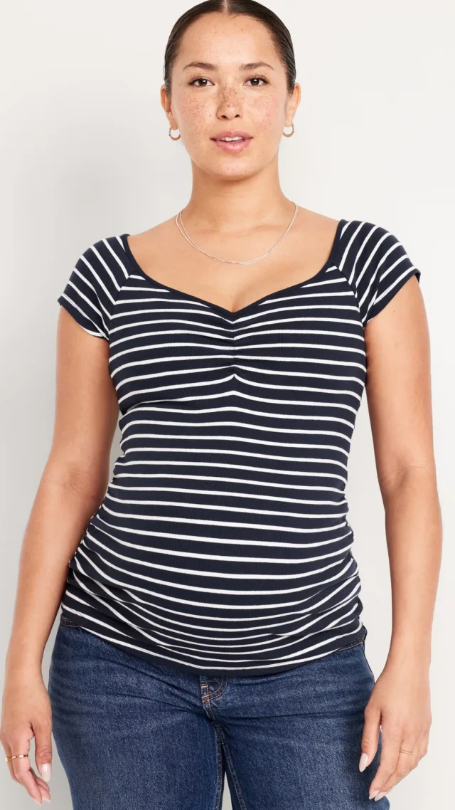 Maternity Short Sleeve Cinch-Front Top