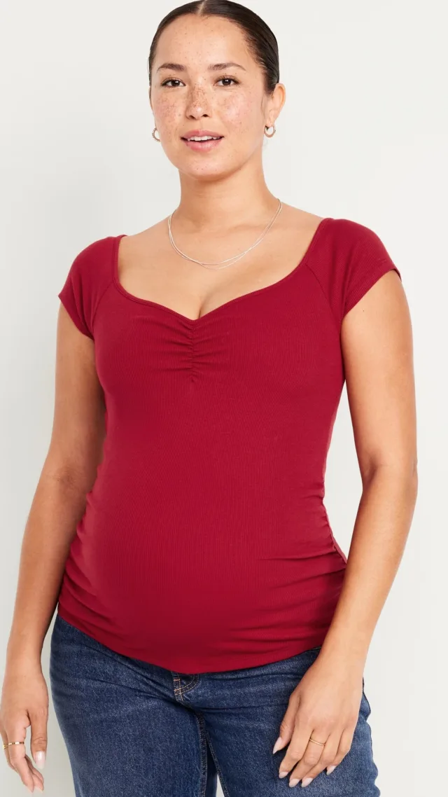 Maternity Short Sleeve Cinch-Front Top