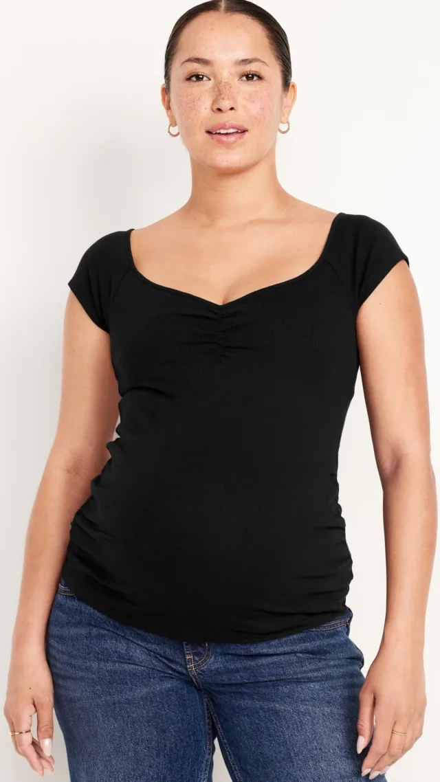 Maternity Short Sleeve Cinch-Front Top