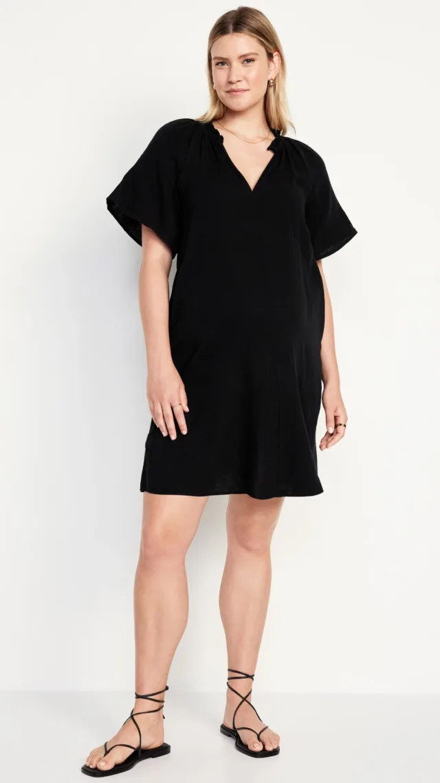 Maternity Short-Sleeve Swing Dress