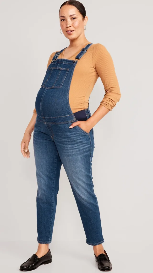 Maternity Side-Panel Og Straight Jean Overalls