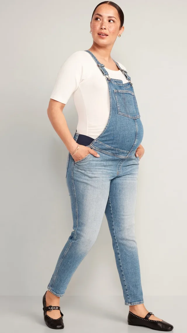 Maternity Side-Panel Og Straight Jean Overalls