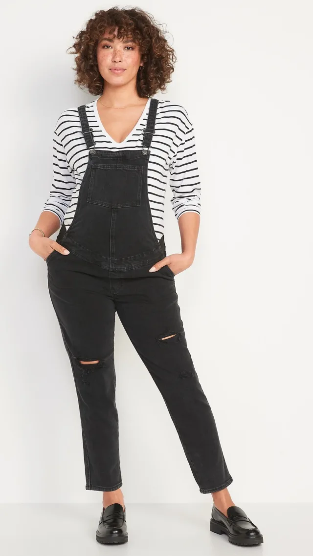 Maternity Side-Panel Og Straight Jean Overalls