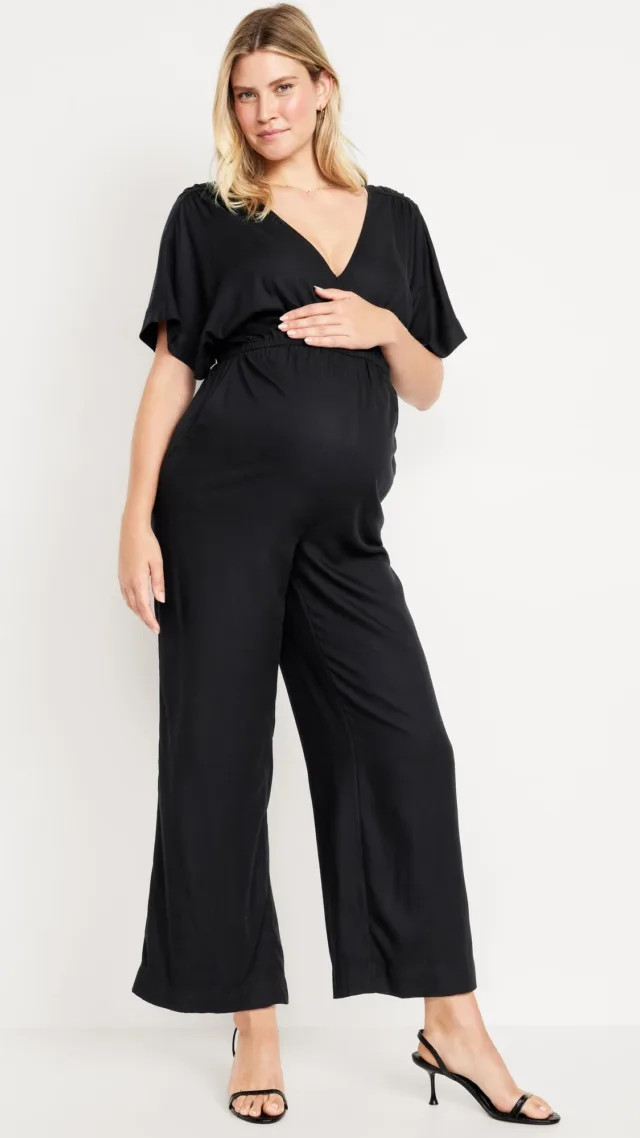 Maternity V-Neck Crepe Jumpsuit