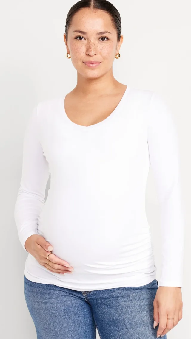 Maternity V-Neck Long Sleeve T-Shirt