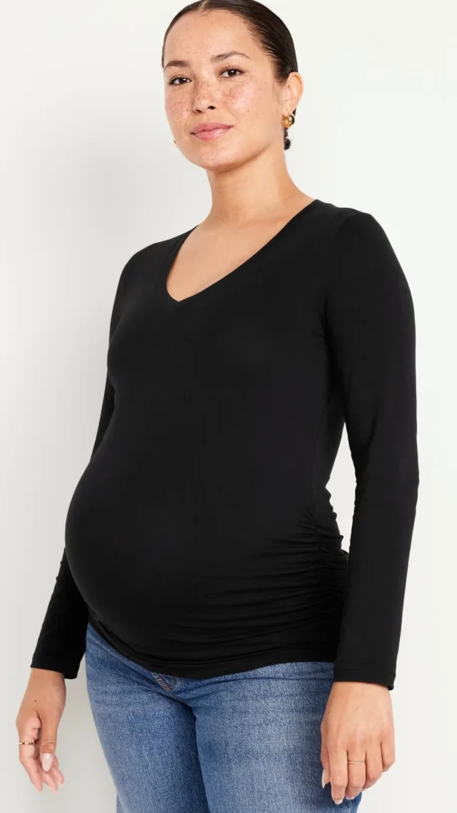 Maternity V-Neck Long Sleeve T-Shirt