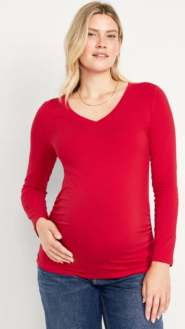 Maternity V-Neck Long Sleeve T-Shirt