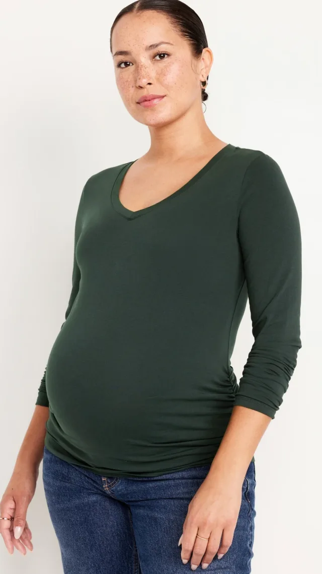 Maternity V-Neck Long Sleeve T-Shirt