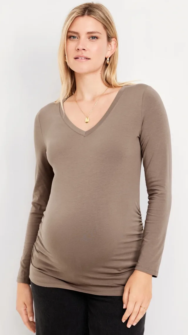 Maternity V-Neck Long Sleeve T-Shirt