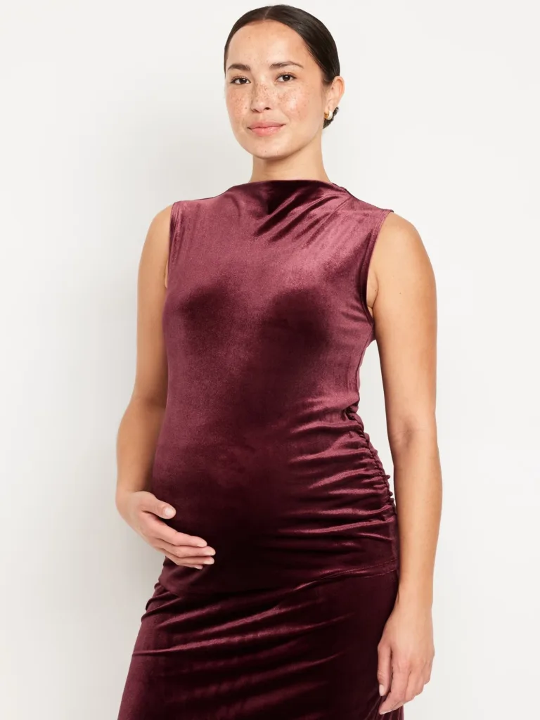 Maternity Velvet Mock-Neck Top