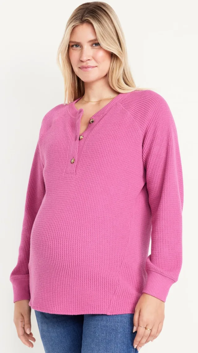 Maternity Waffle Henley