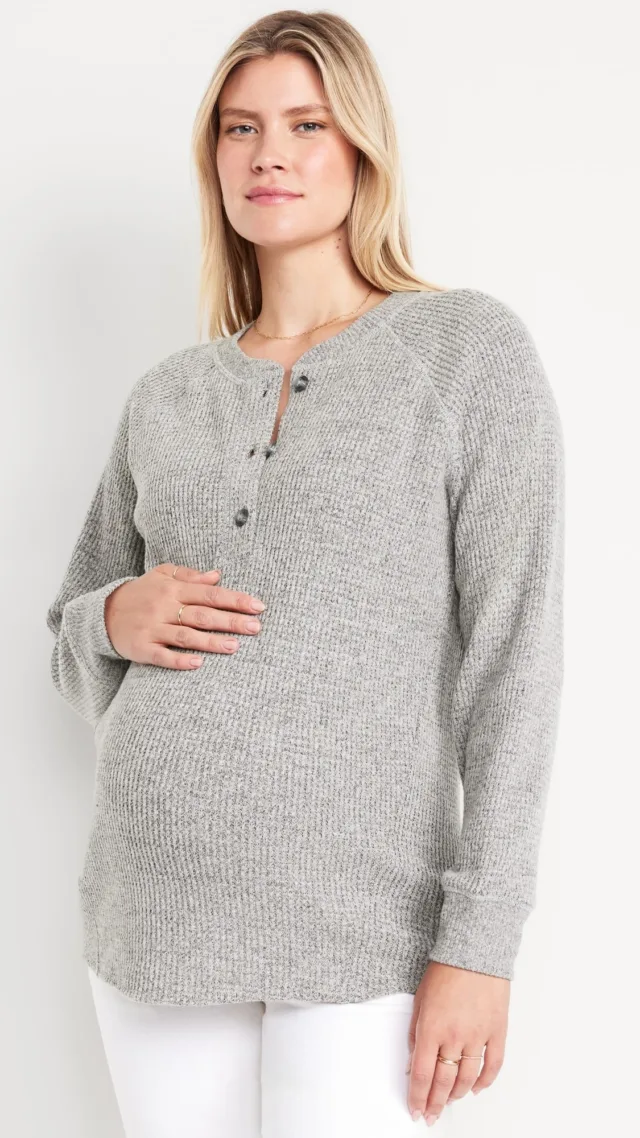 Maternity Waffle Henley