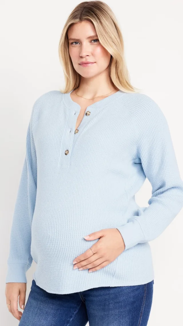 Maternity Waffle Henley