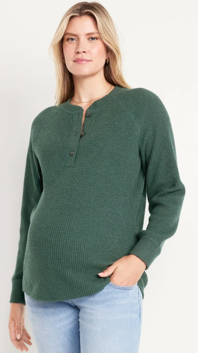 Maternity Waffle Henley