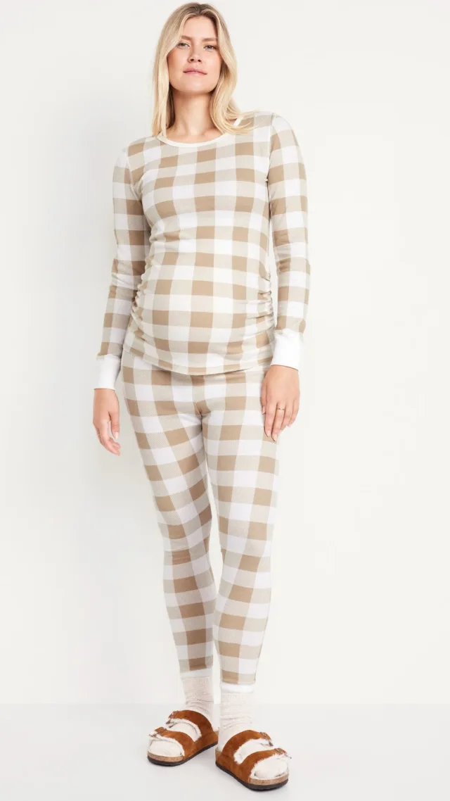 Maternity Waffle Pajama Set