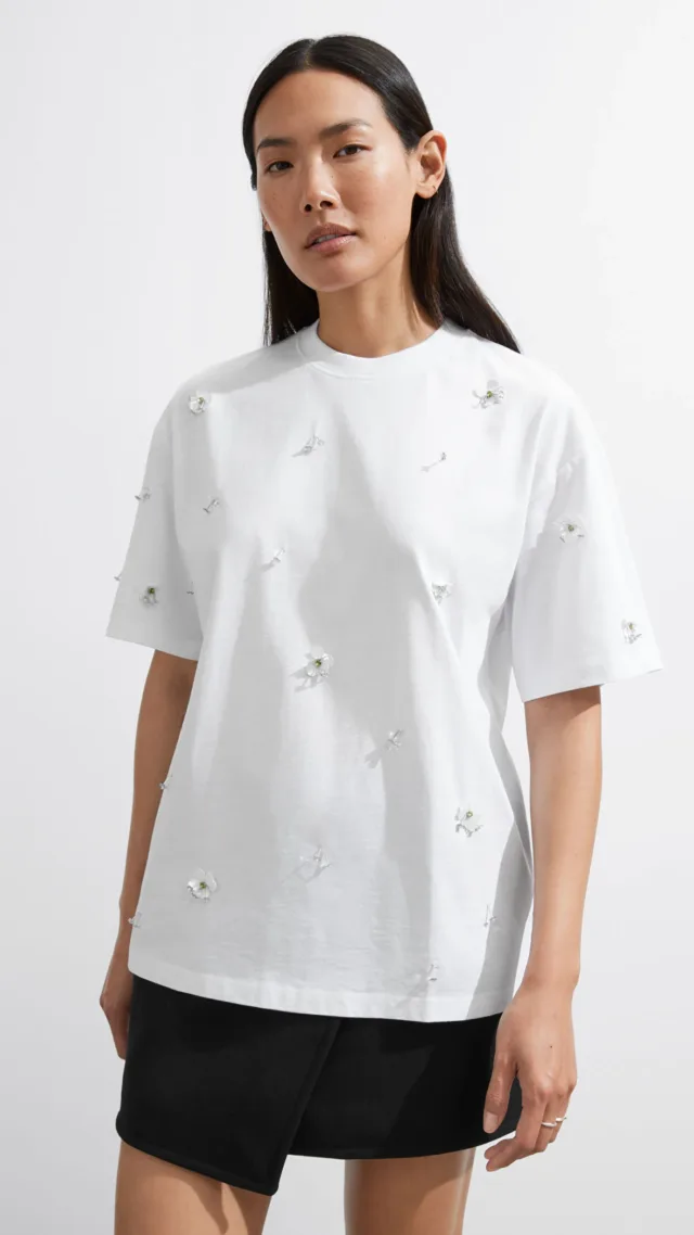 Floral-Appliqué T-Shirt