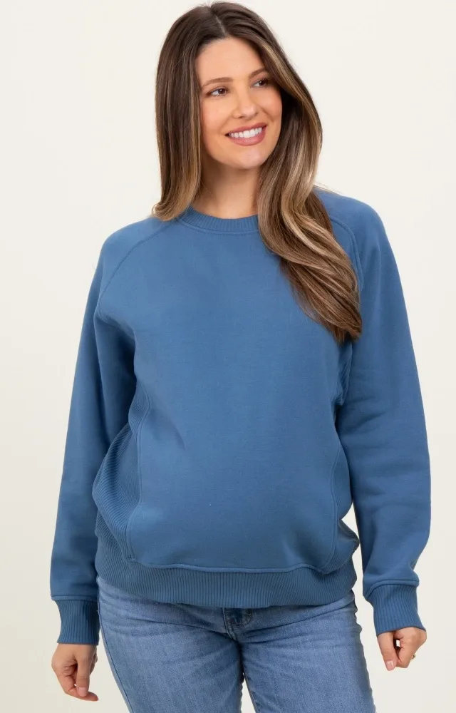 Blue Fleece Maternity Sweatshirt