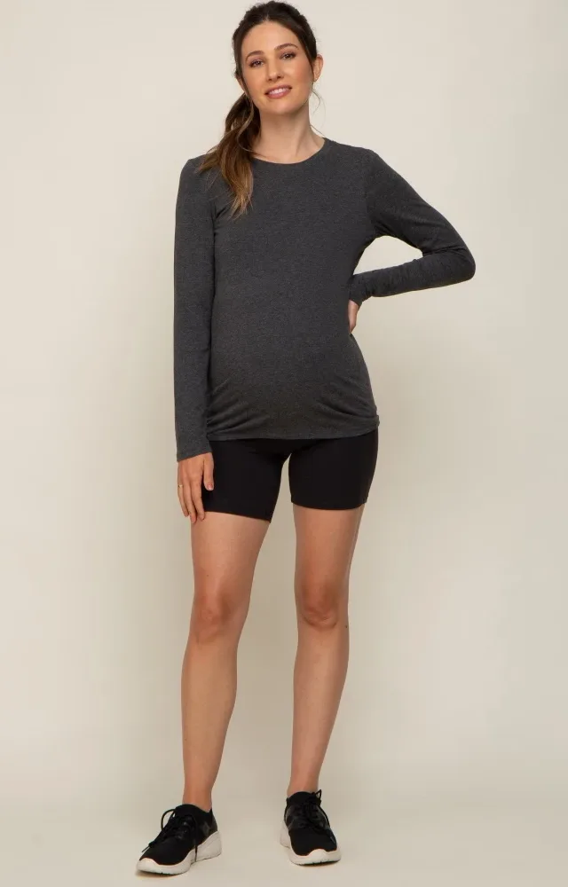 Charcoal Long Sleeve Maternity Top