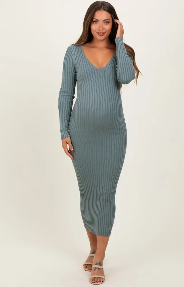 Jade V-Neck Fitted Maternity Maxi Dress