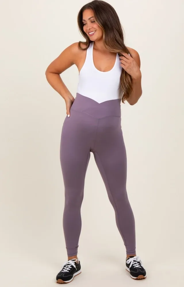 Violet Crossover Waistline Maternity Leggings