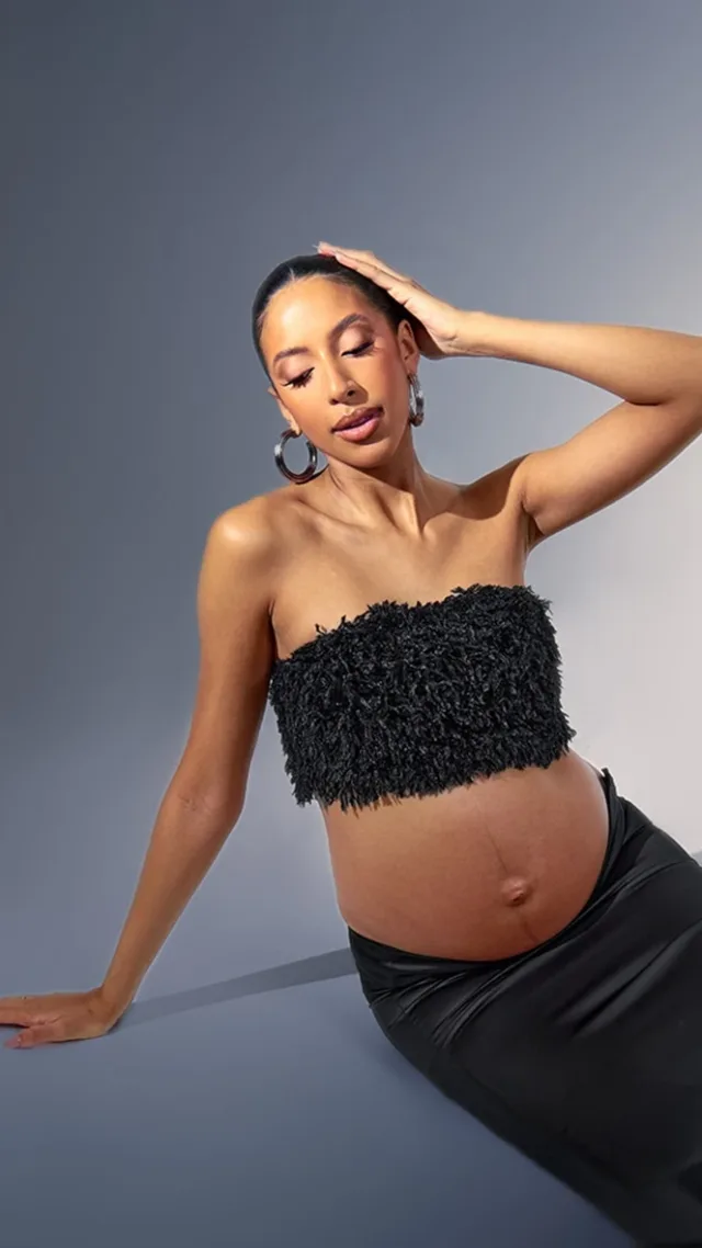 Maternity Black Feather Bandeau Top