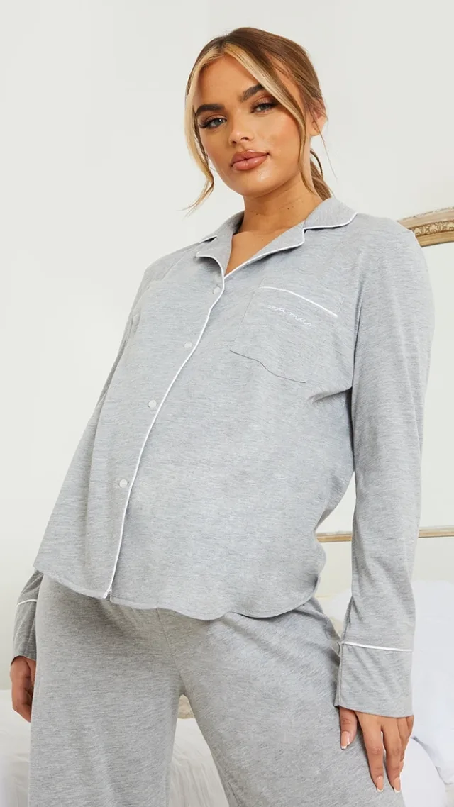 Maternity Grey Mama Long Sleeve Pj Top