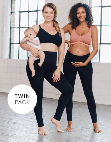 Amina | Opaque Cotton Maternity To Postnatal Leggings – Twin Pack