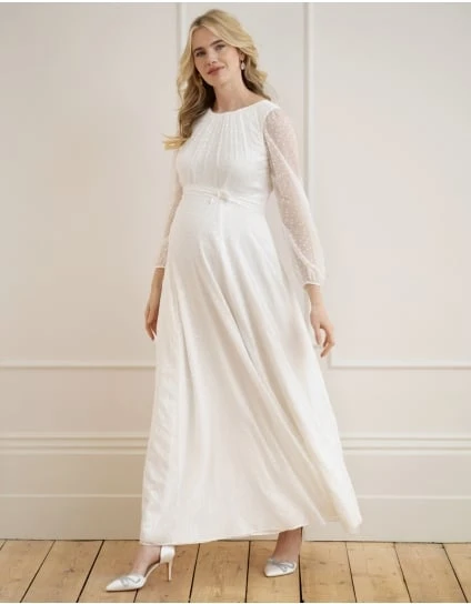 Daniella | Satin Devore Chiffon Maternity Wedding Dress