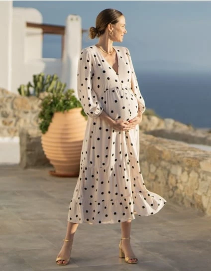 Dede | Button-Down Polka Dot Maternity Dress