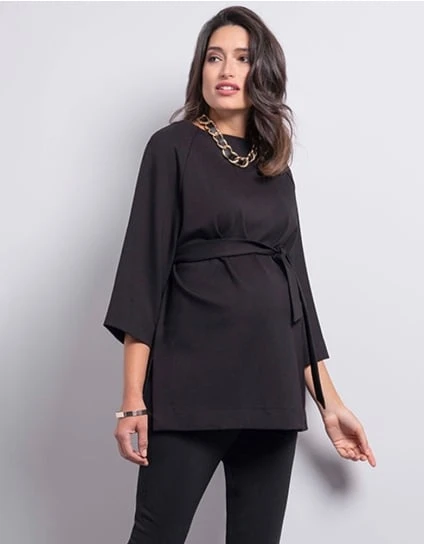 Emmerson | Black Ponte Maternity Top