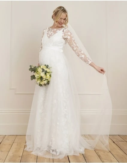 Ofelia | Long Sleeve Lace Maternity Wedding Dress