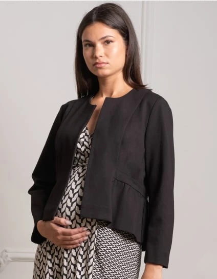 Olive | Black Peplum Maternity Jacket