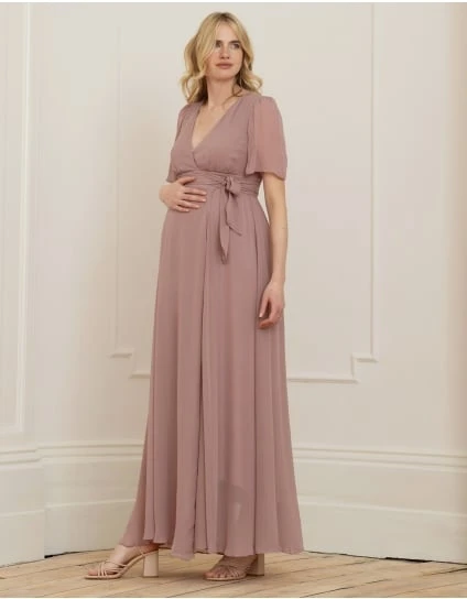 Renae | Mauve Maxi Maternity & Nursing Wrap Dress