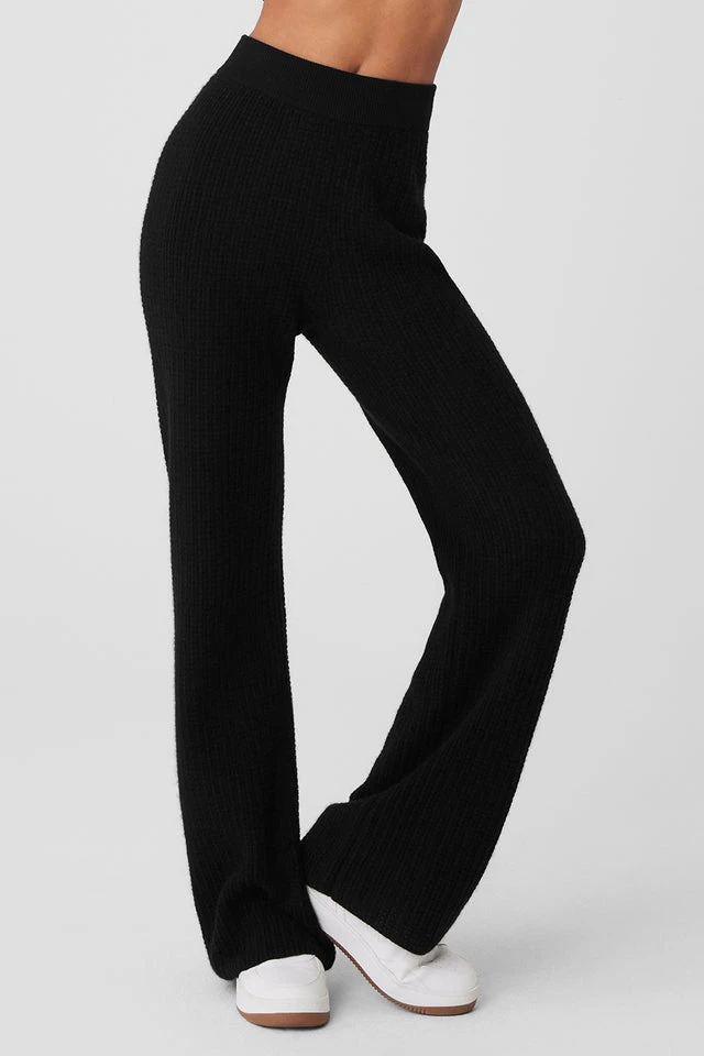 Cashmere High-Waist Plush Waffle Pant