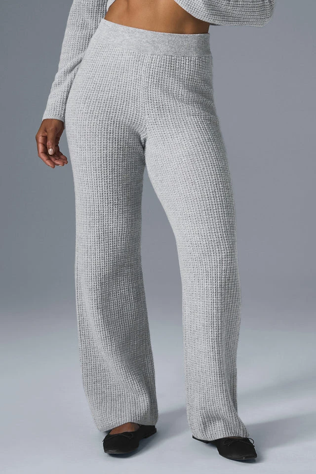 Cashmere High-Waist Plush Waffle Pant